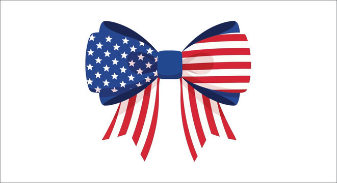 Bow Tie With American Flag Pattern Vector Illustration On White Background