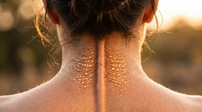 The Velvet Rope: Nuchal Ligament (Neck Ligament) with Tiny Beads of Sweat