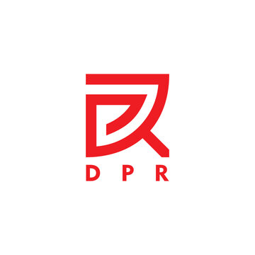 letter dpr stripes geometric lines logo vector