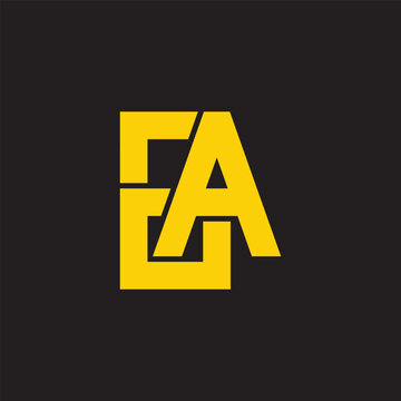 letter ea simple linked squares lines logo vector