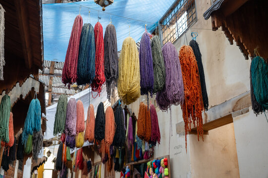 Colorful Yarn in Medina Souk - Fez, Morocco