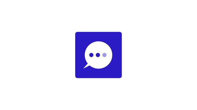 A video showcasing a messaging app logo on a blue background. The overall design is simple, modern, and sleek, making it easily recognizable as a symbol for online communication and connectivity.