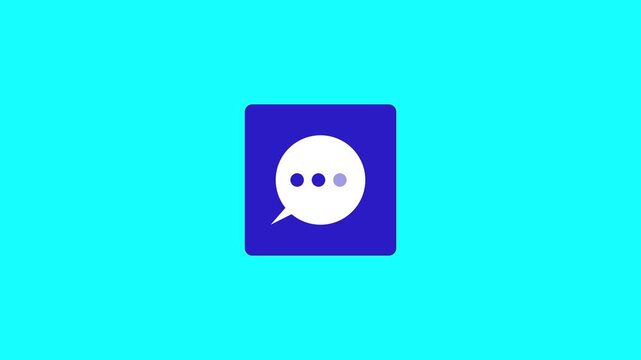 A video showcasing a messaging app logo on a blue background. The overall design is simple, modern, and sleek, making it easily recognizable as a symbol for online communication and connectivity.