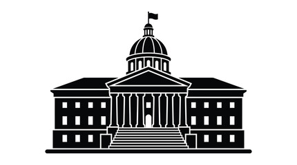 government building silhouette black and white architecture dome flag columns steps institutional © MdKabir