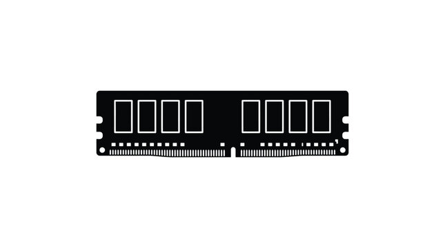 ram module silhouette on white background memory computer hardware electronics technology black