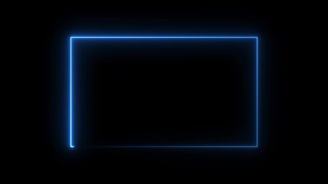 Glowing neon square rectangle picture frame icon animation.  this video suitable for a variety of creative projects, from motion graphics and visual effects to artistic animations.