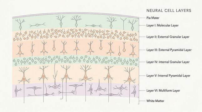 Diagram of Neural Cell Layers in the Brain Cortex