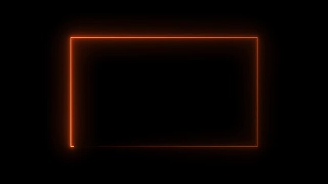 Glowing neon square rectangle picture frame icon animation.  this video suitable for a variety of creative projects, from motion graphics and visual effects to artistic animations.