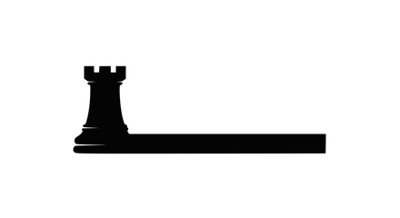Black chess rook silhouette casting long shadow on white background, strategy concept © Pemancing