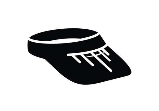 Minimalist black sun visor hat vector graphic design icon