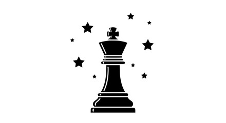 Fototapeta premium Black King Chess Piece Surrounded by Stars - Strategy, Victory, Leadership