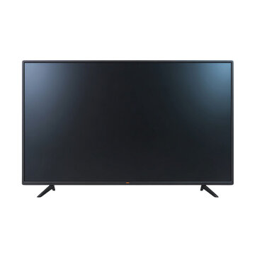 Large smart TV with blank black screen isolated on a transparent background