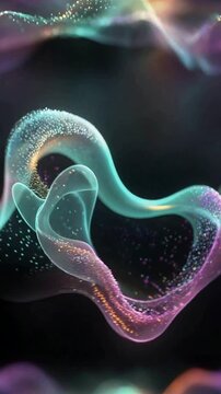 Title Looping Teal Cyan Particle Wave With Drifting Bokeh In Dark