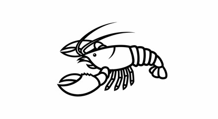 Fototapeta premium Line drawing of a lobster with large claws and long antennae on a white background