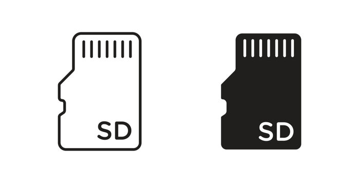 Sd card line icon vector set.