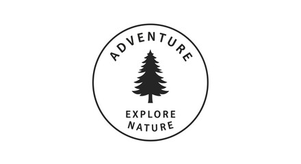 Black Pine Tree Adventure Nature Logo. © alfan