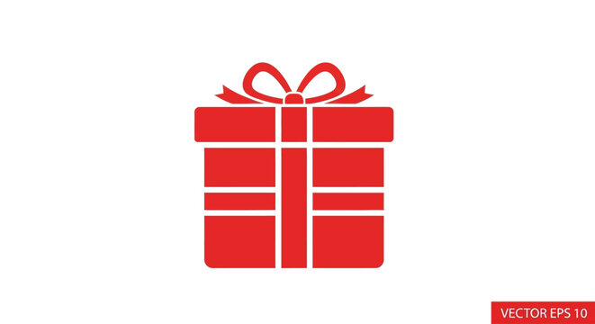 Red gift box with ribbon.