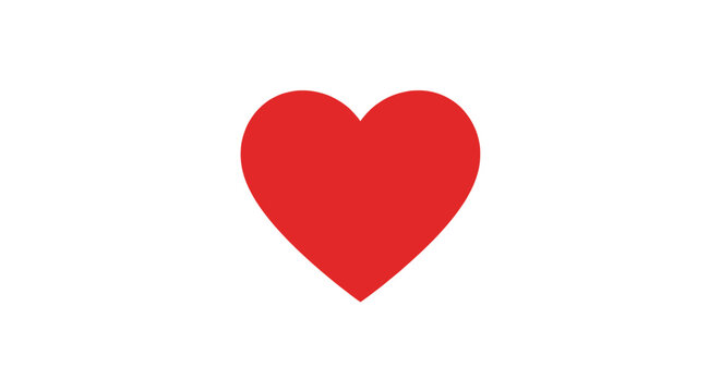 Red heart symbol love icon shape.