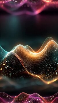 Title Teal Emerald Particle Wave With Warm Amber Core Glow And Orange