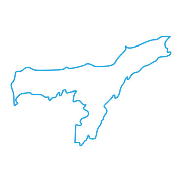 Assam State Map. Minimal Blue Contour on White Background
