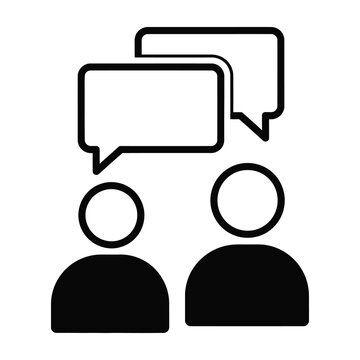 Two people talking in conversation with speech bubbles