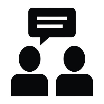 Two people talking in conversation with speech bubble