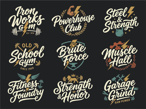 Retro gym logo with brush script font