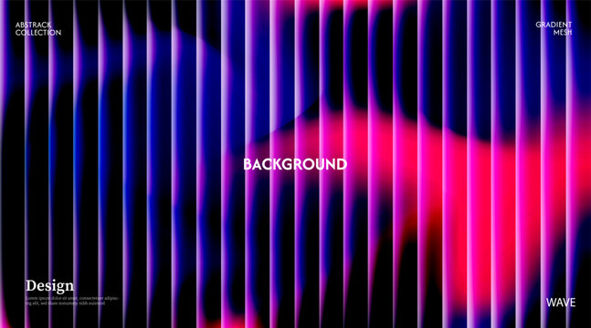 Dark purple glossy abstract background with striped effect. Wavy striped glass refraction.