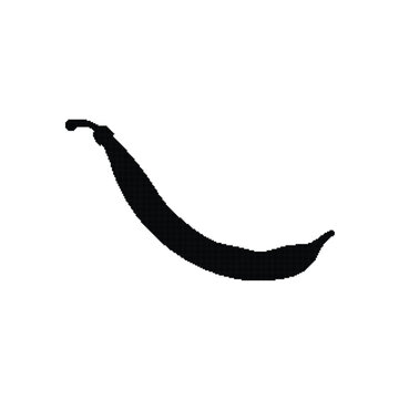 Minimalist green bean silhouette vector, black vegetable pod icon, organic legume shape isolated on white background for culinary design