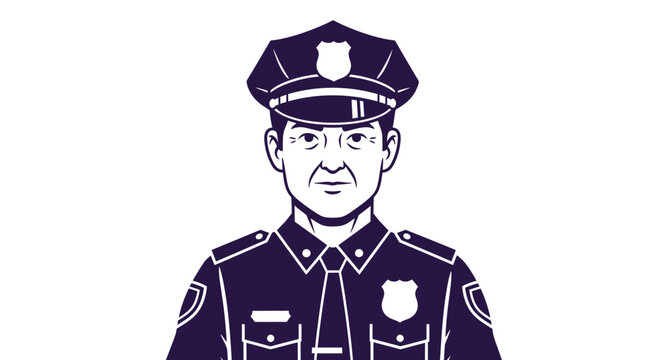 Police Officer Wearing Uniform Badge.