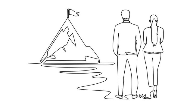 Leadership begins with a shared vision and teamwork.Leaders concept. Single line draw design. Full length animation illustration. High quality 4k footage