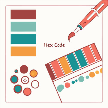 Color palette, hex code, color swatches, vector graphics, design elements, color picker