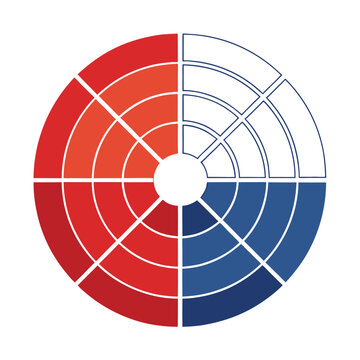 Color wheel chart, gradient palette, red blue sectors, circular diagram, infographic element