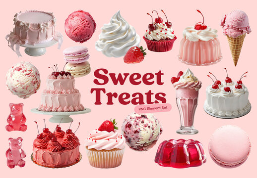 Delicious Desserts And Treats Element Design Set