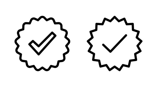 Approved icon set vector. Certified Medal Icon