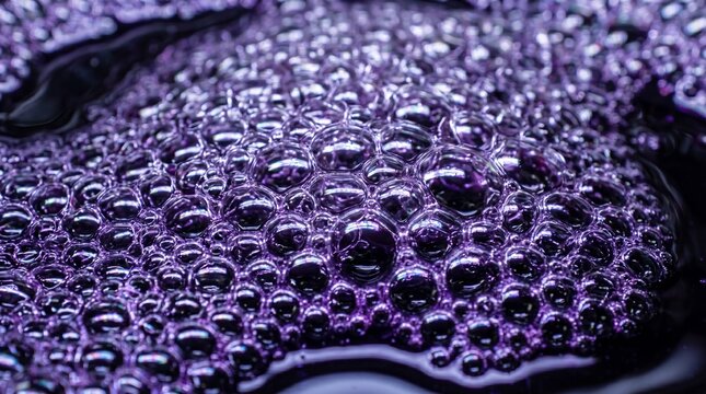 Macro Close-up of Purple Chemical Foam and Bubbles Texture