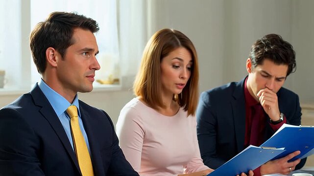 Three business professionals in a meeting