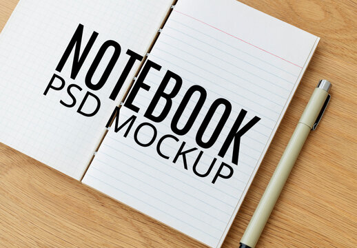 Notebook Mockup With Pen PSD