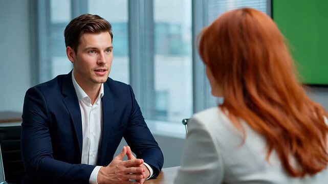 Business meeting between man and woman