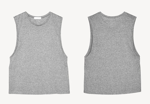 Gray Sleeveless Shirt Mockup Front And Back PSD
