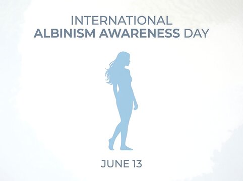 International albinism awareness day poster design with silhouette illustration for june thirteenth event
