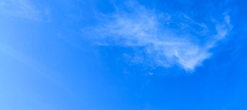 Vibrant Clear Blue Sky with Wispy Clouds, Natural Background
