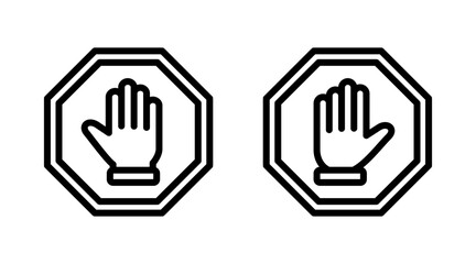 Obraz premium Stop icon set vector. stop road sign. hand stop sign and symbol. Do not enter stop red sign with hand