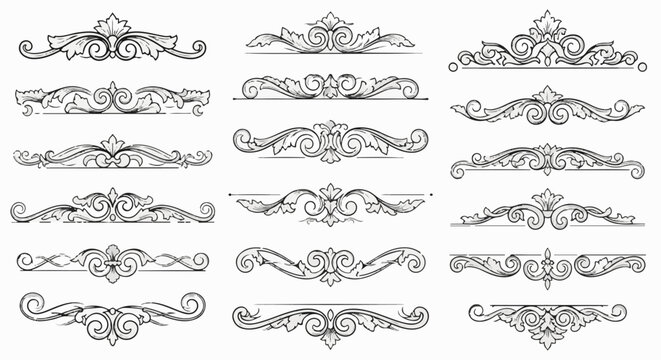 Ornate scrollwork dividers with floral and foliate elements