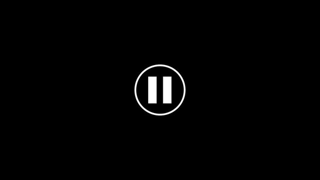 Cursor pointer clicking play icon animation isolated on black background.