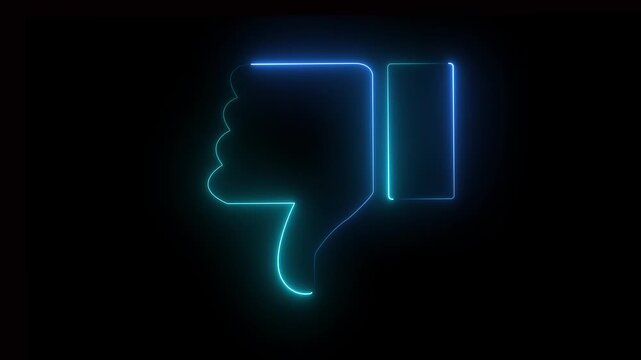 The universal symbols for social media engagement, specifically dislike icon on black background. 
