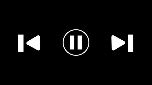Cursor arrow clicking video play button animation isolated on black background.