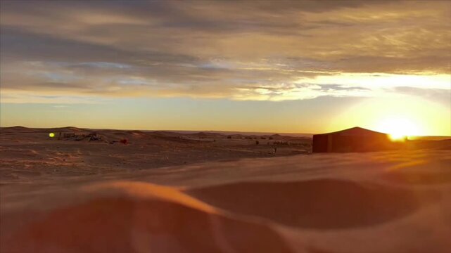 Sunset Timelapse Over Sahara Desert Dunes in Erg Chebbi, Morocco