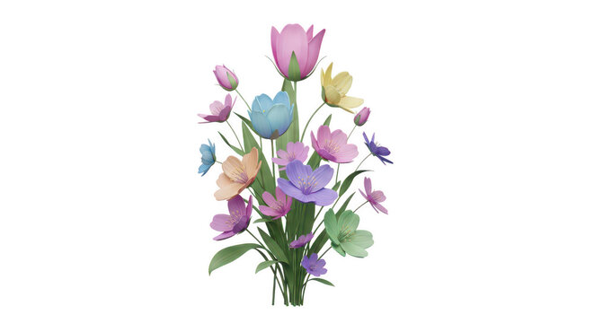 Colorful spring flowers bouquet with pink tulips and purple lilacs