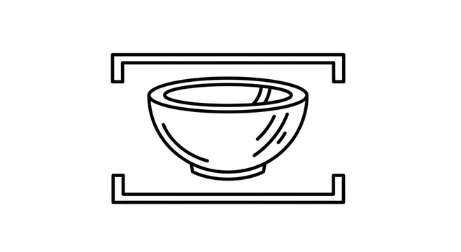 Minimalist Line Art Icon of a Bowl with a Frame